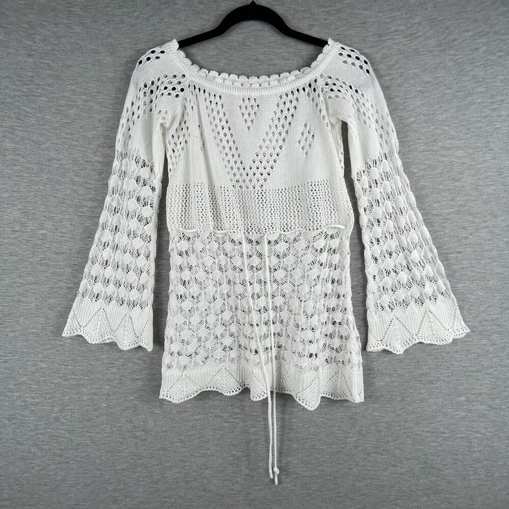 Crochet Women’s Blouse Small Beach Boho Bell Sleeve